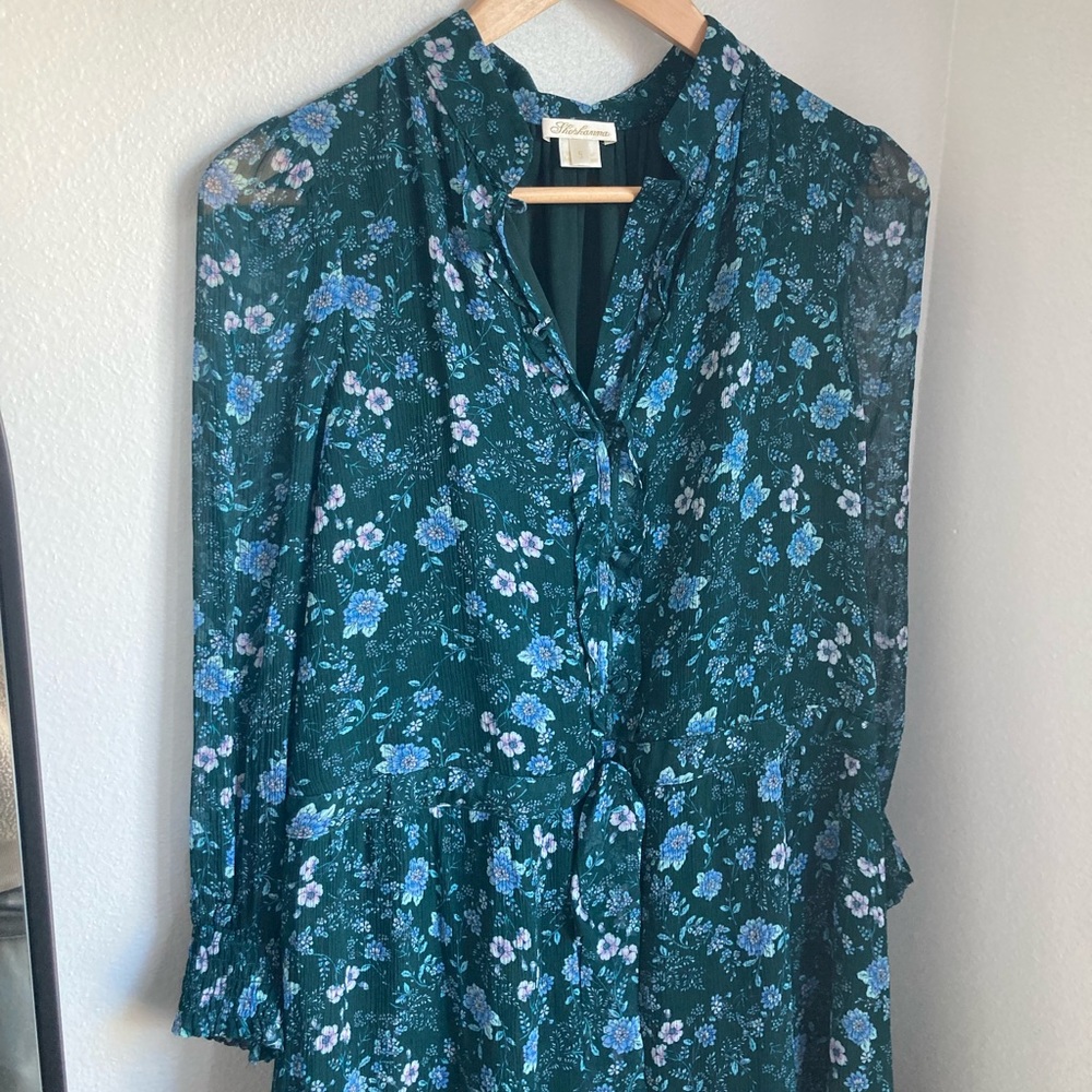 Shoshanna Floral Emerald Maxi Dress 6